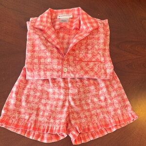 American Girl Coral Checkered Pajama Set